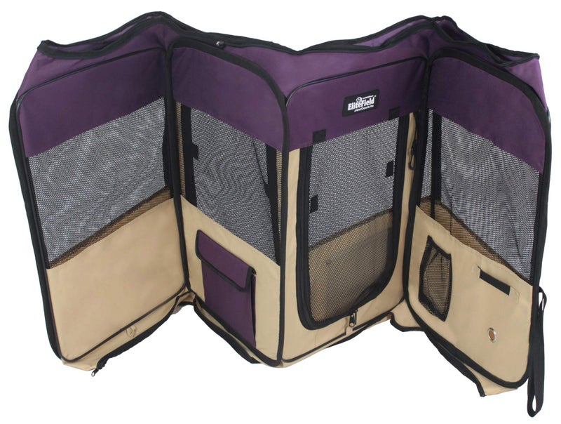 EliteField 2-Door Soft Pet Playpen (2 Year Warranty), Exercise Pen, Multiple Sizes and Colors Available for Dogs, Cats and Other Pets (30" x 30" x 20"H, Purple+Beige) - Image 2